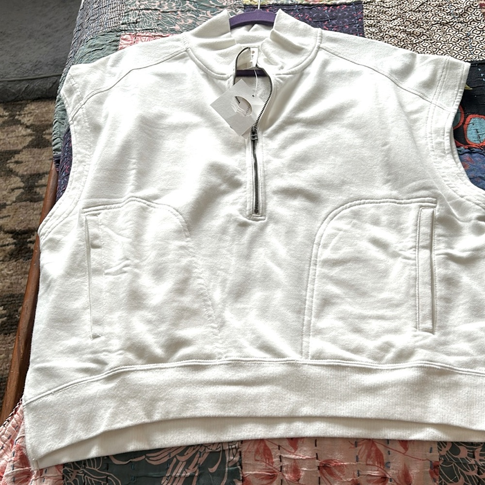 Anthropologie sleeveless cotton half zip top XL